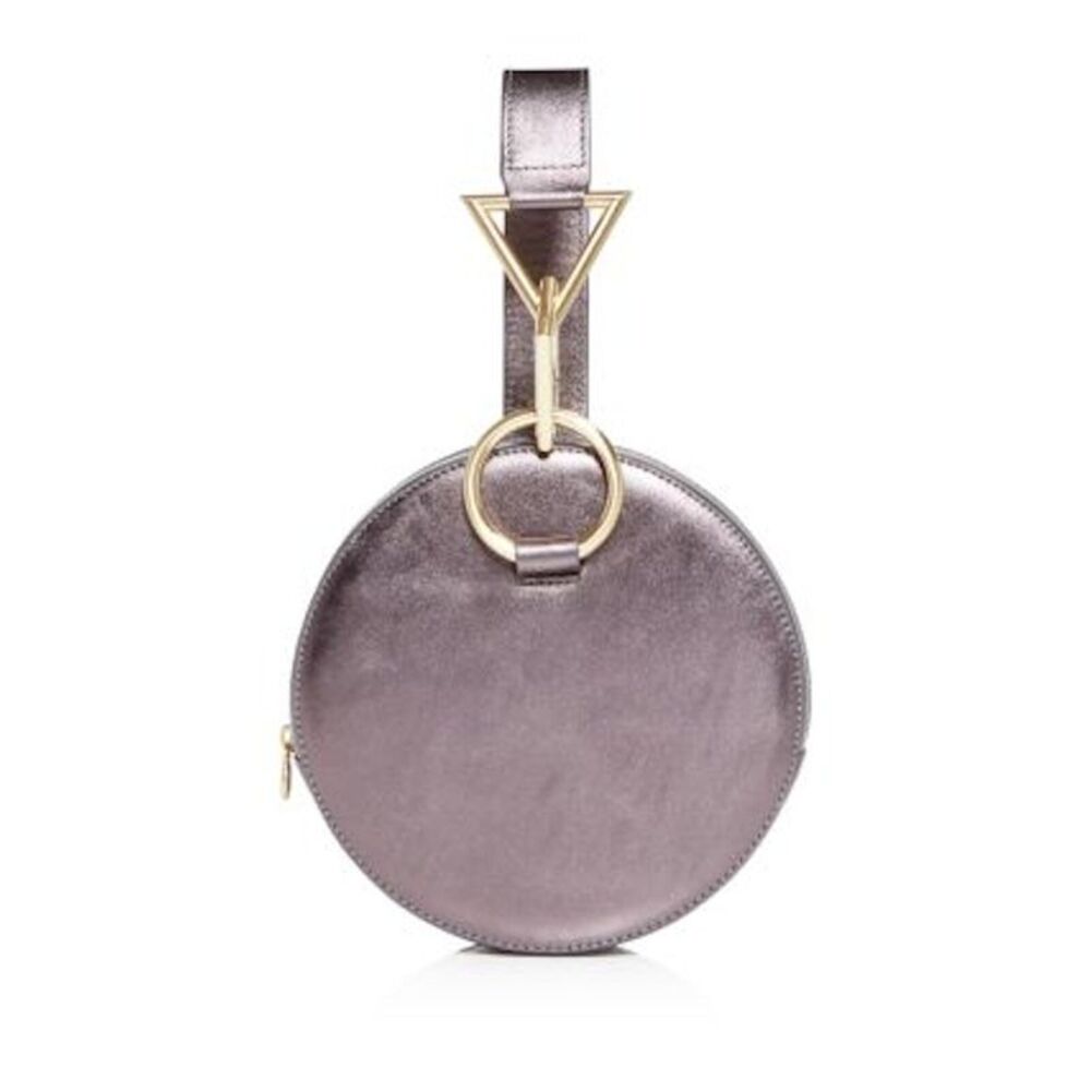 TARA ZADEH Women's Silver Leather Single Strap Handbag Purse